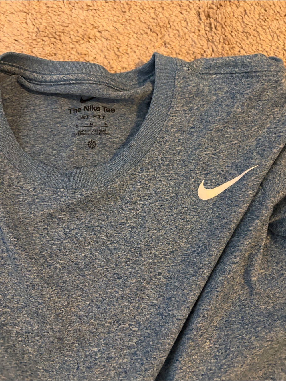 Nike Heathered Blue Crewneck Tee with White Swoosh - Picture 2 of 3